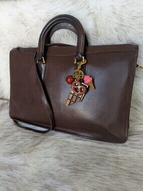 Michael Green Chestnut Brown Satchel Attache Briefcase with Crossbody Strap
